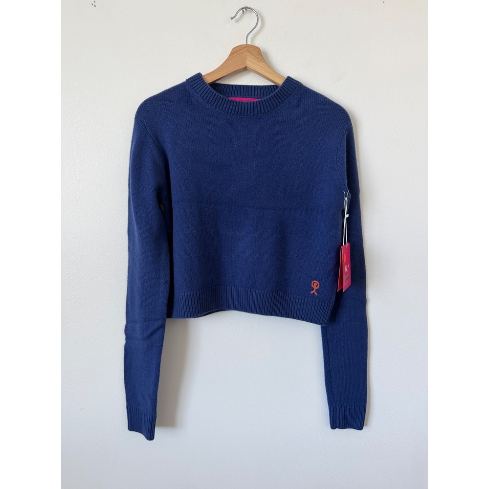 The Elder Statesman Women's Simple Crew Cashmere Sweater Blue Size Small NWT